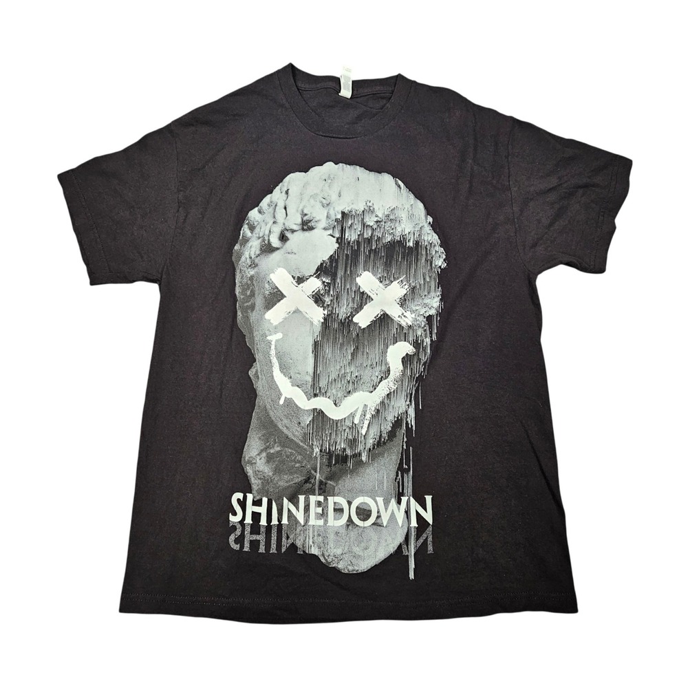 Shinedown Shirt Large 2023 Tour The Dead Don't Die Glitch Art Band Tee Black L